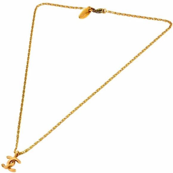 CHANEL CC Logo Necklace 16" Gold Tone Auth - Picture 2 of 6